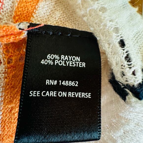 Torrid Open Front Shrug Cardigan Sweater White/Orange Stripe Plus SZ 0 EUC 12/14 - Picture 6 of 8